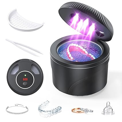 Ultrasonic Retainer Cleaner, 45kHz Retainer Cleaner Machine for Dentures, Mouth Guards, Aligners,... | Amazon (US)