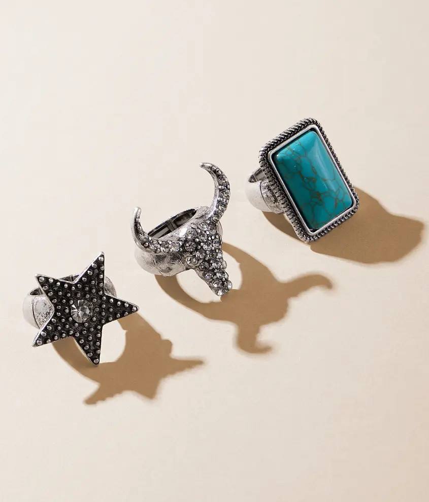 3 Pack Western Statement Ring Set | Buckle