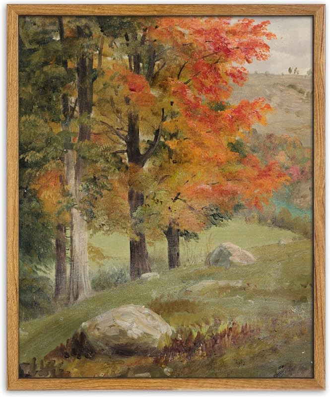 UPWOIGH Vintage Autumn Landscape Framed Wall Art, 16 x 24 Inch | Amazon (US)