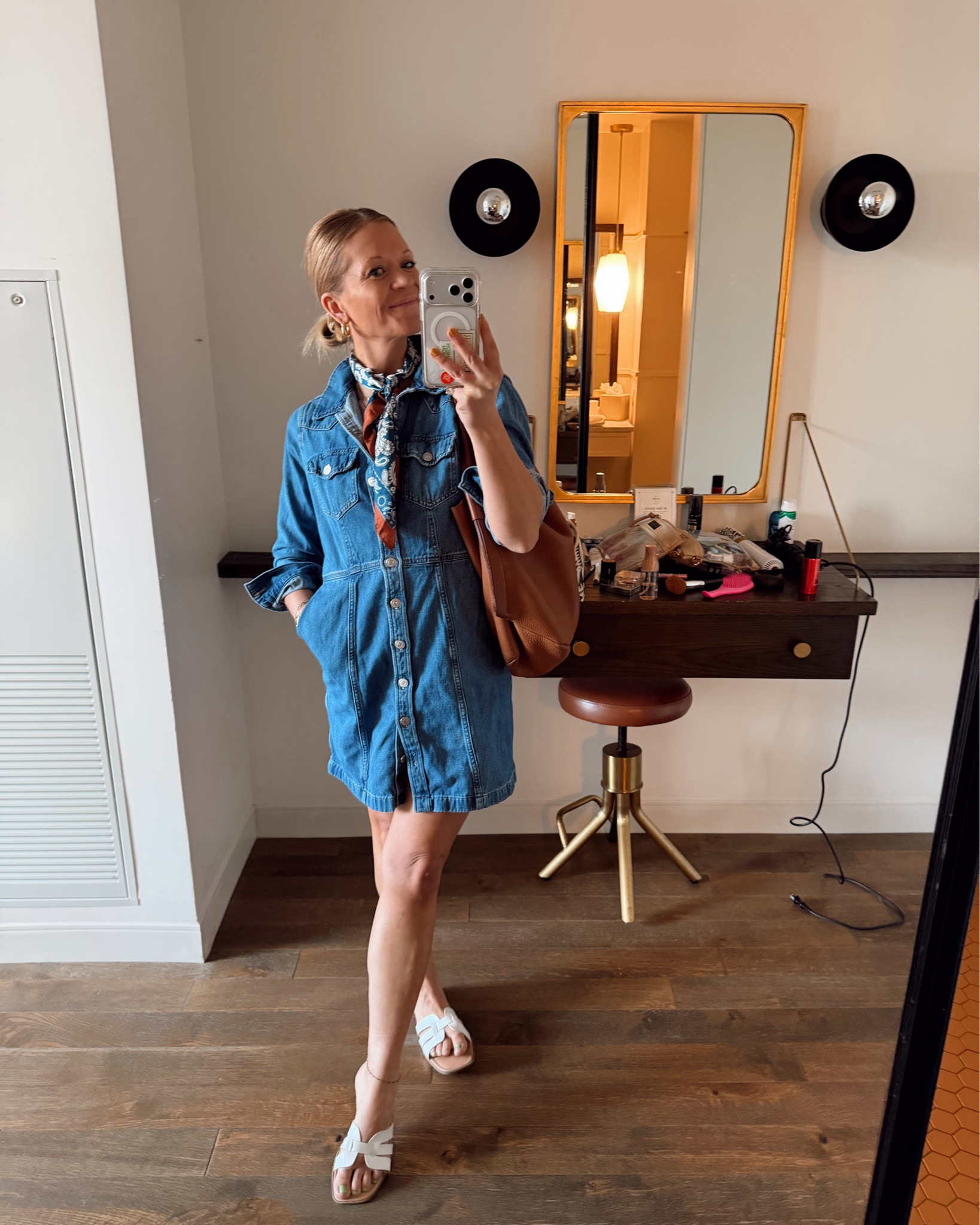 Southern living conference look! Business casual. The Levi Jean dress is my staple I bring everywhere. Throw on a scarf and good to go. Right off the plane, and conference ready! 

#LTKootd #LTKWorkwear #LTKdayinmylife
