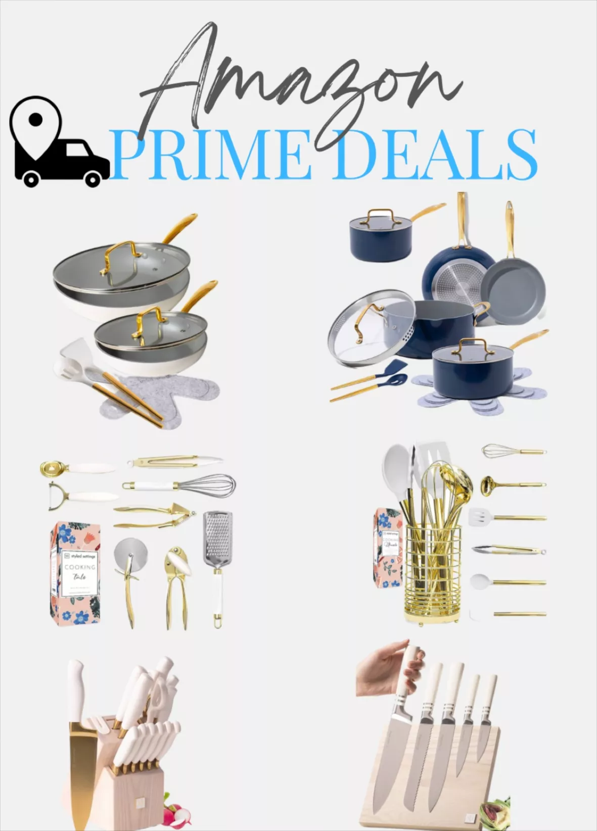 Styled Settings White Silicone and Gold Cooking Utensils Set 