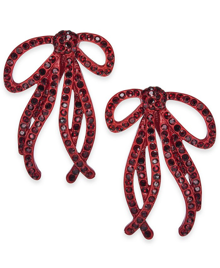 INC International Concepts Holiday Lane Red Crystal Bow Stud Earrings, Created for Macy's & Revie... | Macys (US)