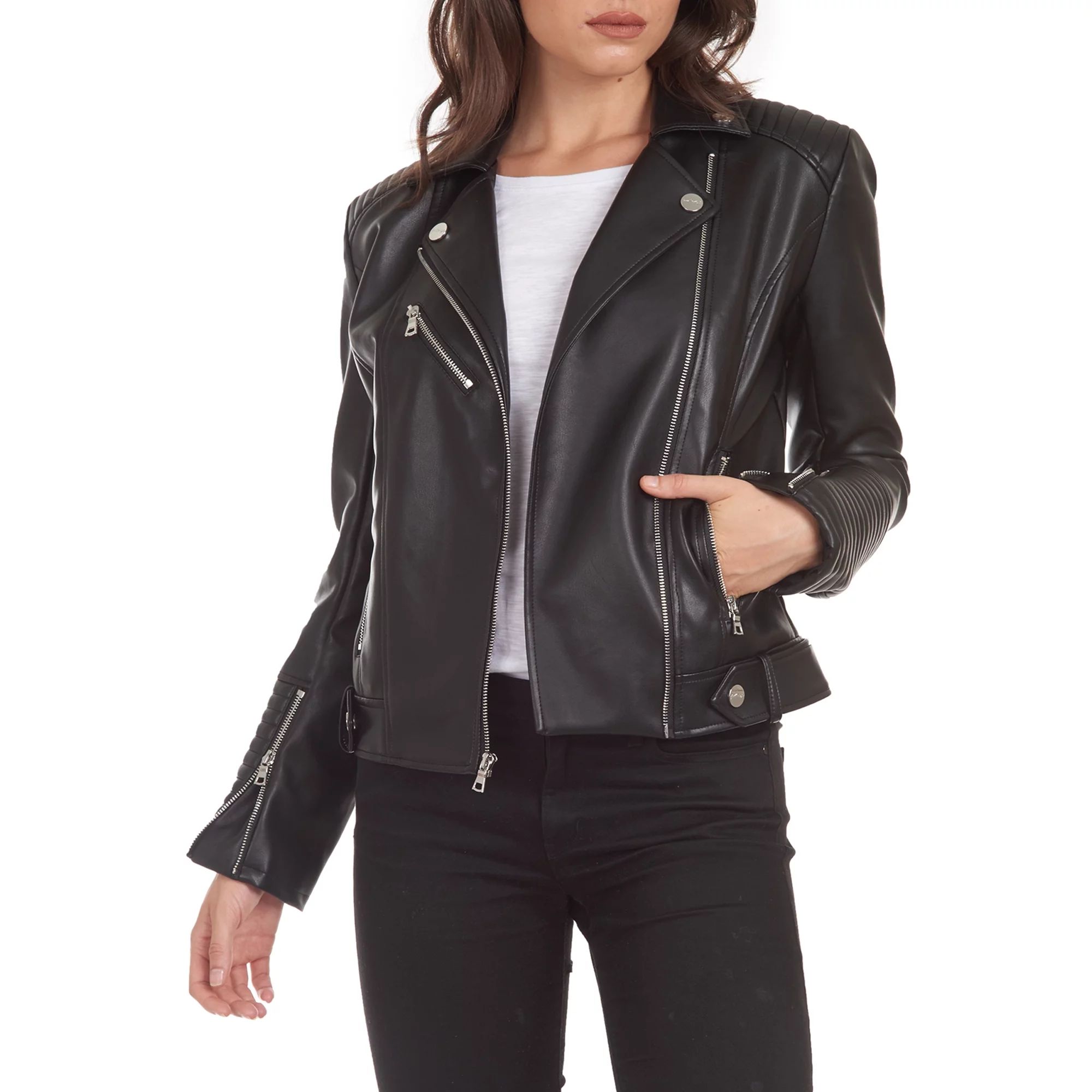 Kendall + Kylie Women's Faux Leather Moto Jacket | Walmart (US)