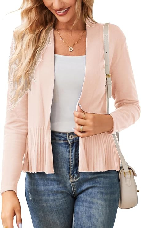 GRACE KARIN Women's Lightweight Peplum Cardigan Sweaters Open Front Cropped Cardigan Long Sleeve ... | Amazon (US)