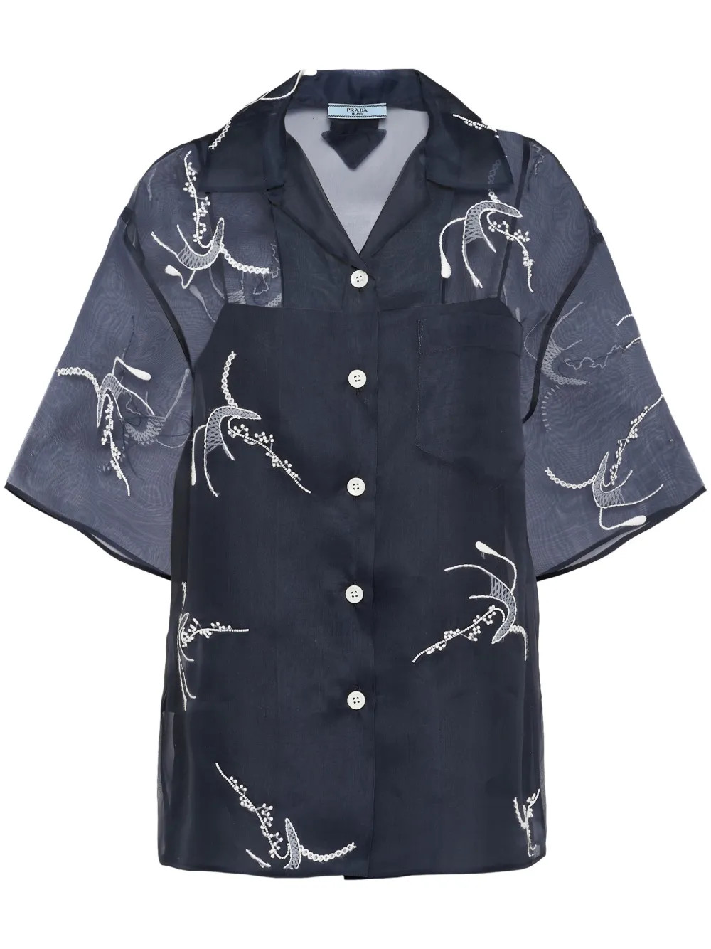 Prada Embroidered Organza Shirt - Farfetch | Farfetch Global