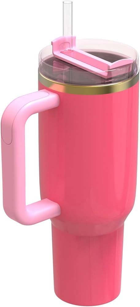 40oz Tumbler with Handle and straw, Rose Hot Pink 40 oz Tumbler for Stanley Dupe, Gift for Mother... | Amazon (US)