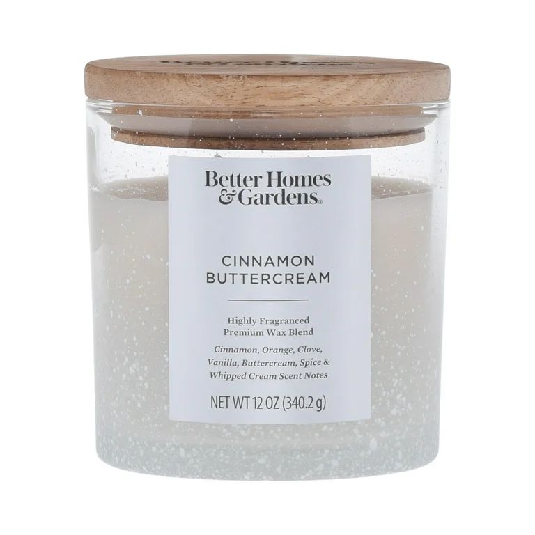 Better Homes & Gardens 12oz Cinnamon Buttercream Scented 2-Wick Snow Glass Jar Candle | Walmart (US)