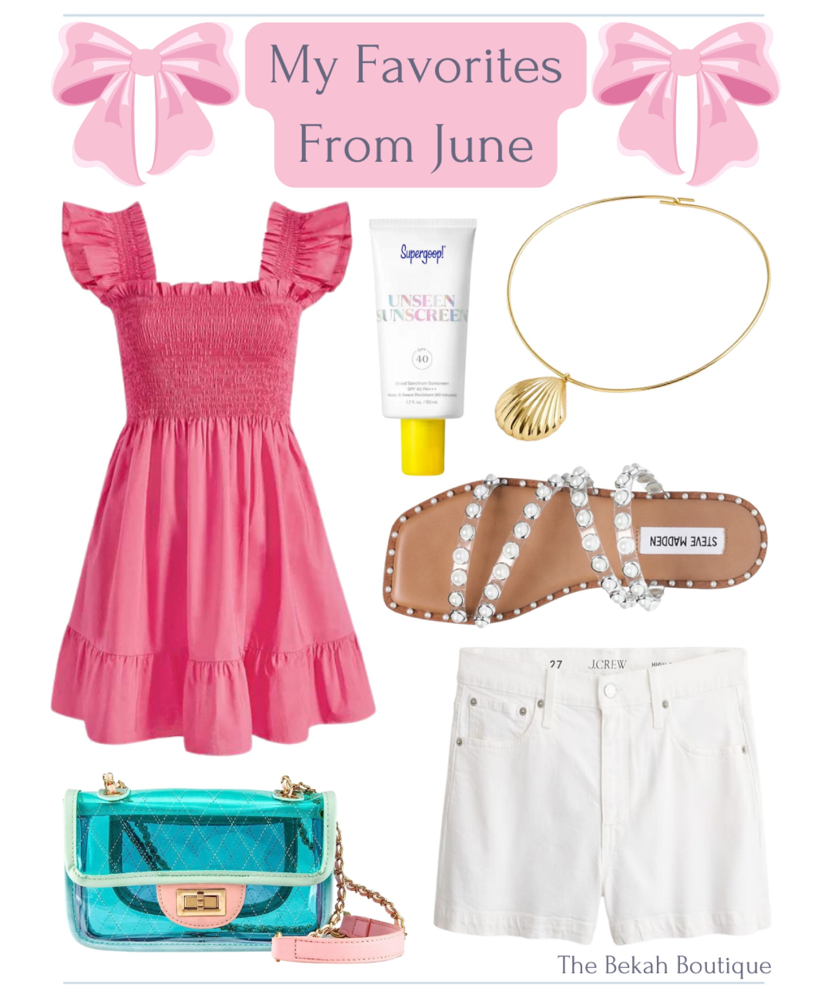 My June favorites are up on The Bekah Boutique today! 💗🦩🌸 Sharing some fun little finds that I’ve loved all month long. Click the link in my stories to read and catch up on other monthly faves you may have missed. 

Summer outfit, summer dress, hill house, hill house home, pink mini dress, pink summer dress, pink sundress, Barbie, Elizabeth, nap dress, lipstick pink, sunscreen, spf, skincare, Supergoop, unseen sunscreen, seashell, shell necklace, seashell necklace, collar necklace, j. Crew, white denim shorts, white shorts, pvc bag, clear handbag, clear bag, colorful pvc bag, pvc handbag, Amazon, under $50



#LTKunder50 #LTKSeasonal #LTKFind