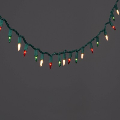 100ct Incandescent Smooth Mini Christmas String Lights Red/Green/White with Green Wire - Wondershop™ | Target