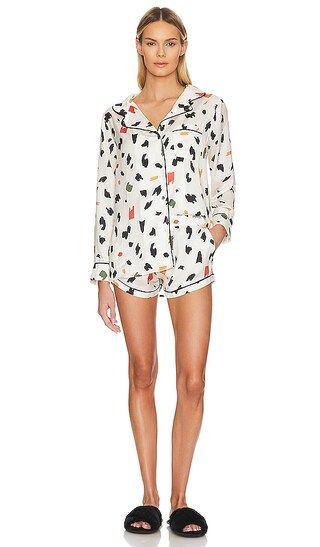 Cheetah Pajama Set With Eye Mask in Cream Multi | Revolve Clothing (Global)