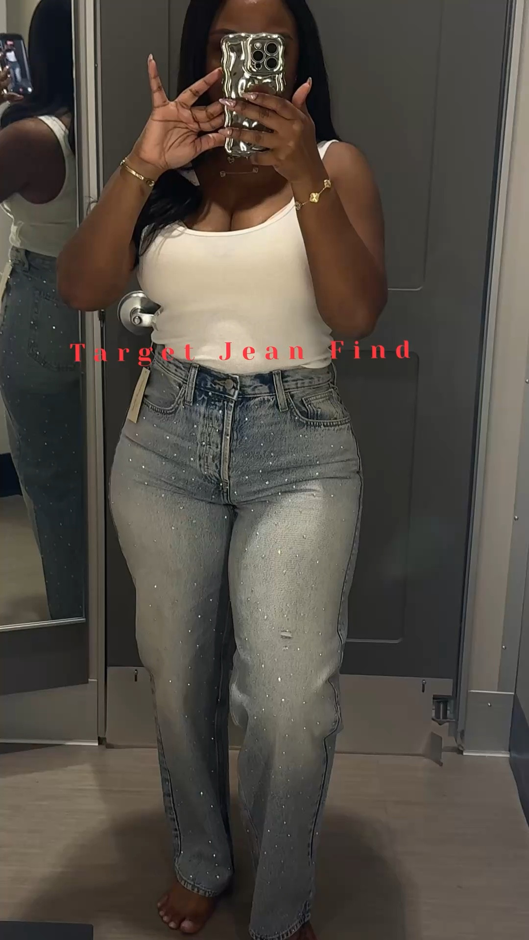 Target Denim Set Find 👖✨
Women’s Mid-Rise 90’s Baggy Rhinestone Jeans + Matching Jacket 💎

📍Please Read:
Ladies, these jeans have no stretch — I’m wearing a size 8, and they fit perfectly!
For reference: I’m 5’3”, 170 lbs, with 44” hips.
If you prefer a more relaxed or loose fit, definitely size up.

These jeans are so stylish! I’d pair them with silver heels, silver accessories, and a crisp white top for that chic 90’s glam vibe. 💫

#LTKFindsUnder50 #LTKU #LTKStyleTip