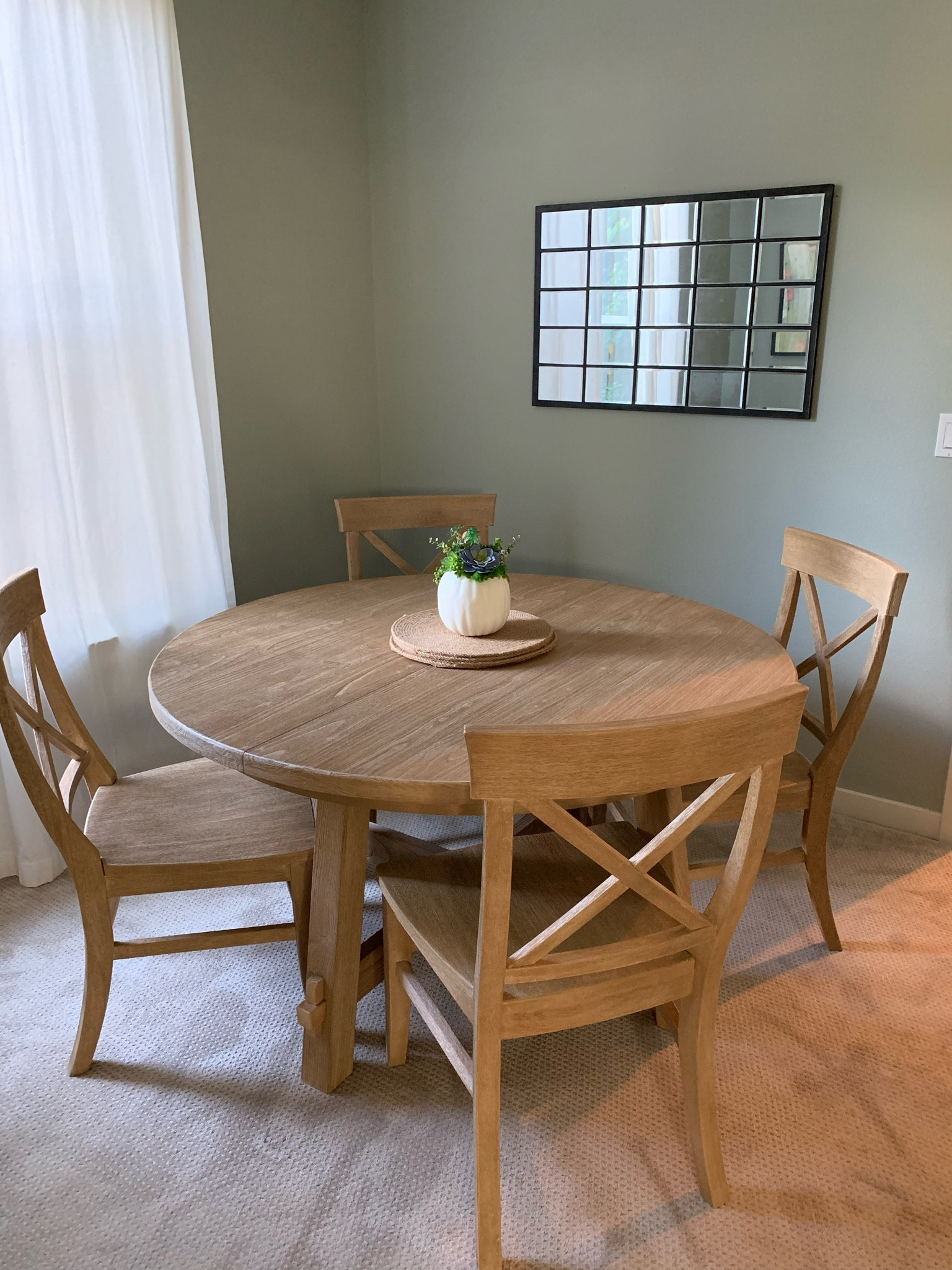 Pottery barn round toscana dining table, round kitchen table, pottery barn Aaron side chairs, sea drift wood dining table pottery barn, beach house dining kitchen table, farmhouse round kitchen dining table.

#LTKsalealert #LTKhome #LTKfamily