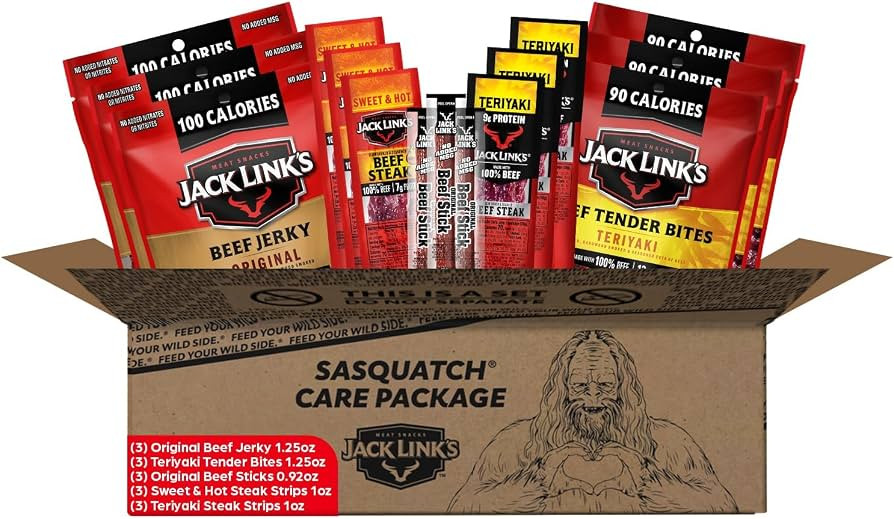 Jack Link's Beef Jerky Gift Basket - Happy National Jerky Day, Includes Sticks, Steaks, and Tende... | Amazon (US)