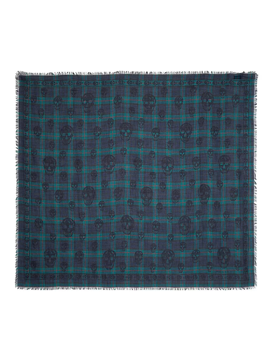 Men's Skull Plaid Cotton Scarf - Navy | Saks Fifth Avenue