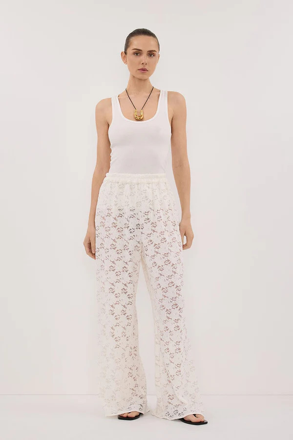 LOULA WHITE LACE PANT | DISSH