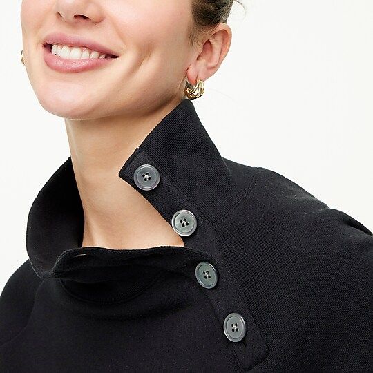Wide button-collar pullover sweatshirt in cloudspun fleece | J.Crew Factory