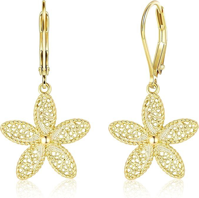 ALEXCRAFT Filigree Flower Earrings for Women Lightweight Hypoallergenic 925 Sterling Silver Lever... | Amazon (US)
