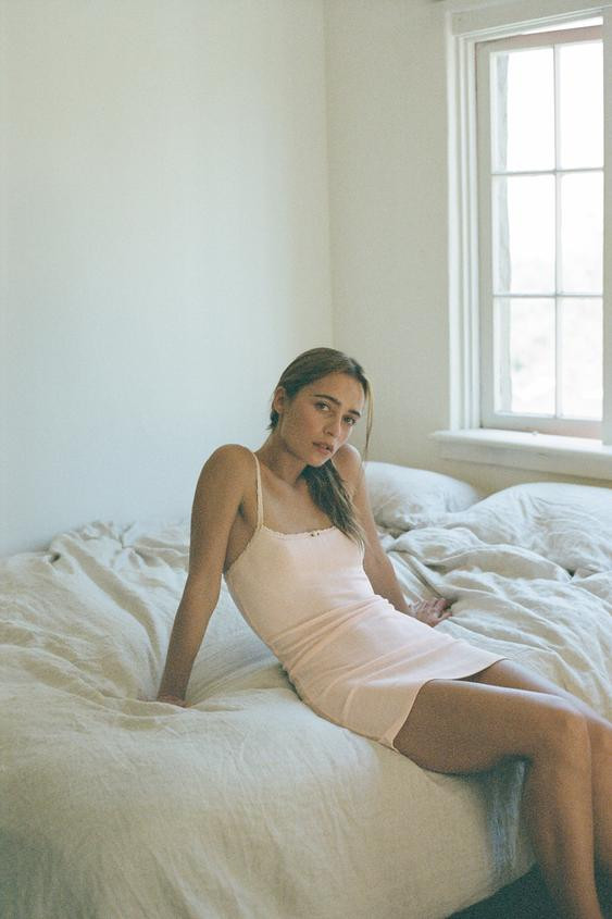 POINTELLE LACE TRIM DRESS | Zara UK