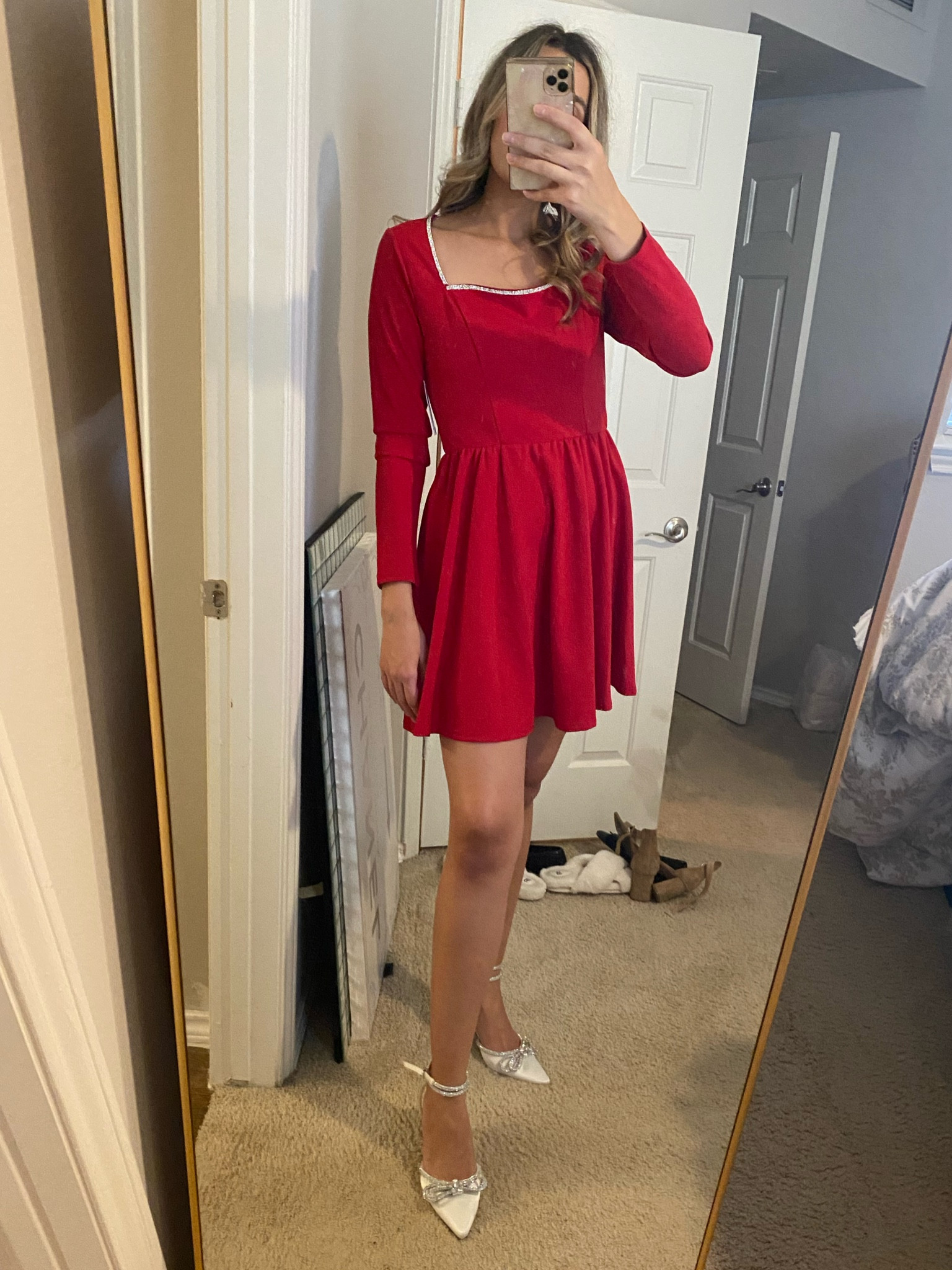 Found my Christmas dress! Loving this red long sleeve with rhinestone details ❤️❤️❤️ 

#LTKHoliday #LTKSeasonal