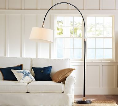 Winslow Arc Sectional Floor Lamp, White Linen Shade | Pottery Barn (US)