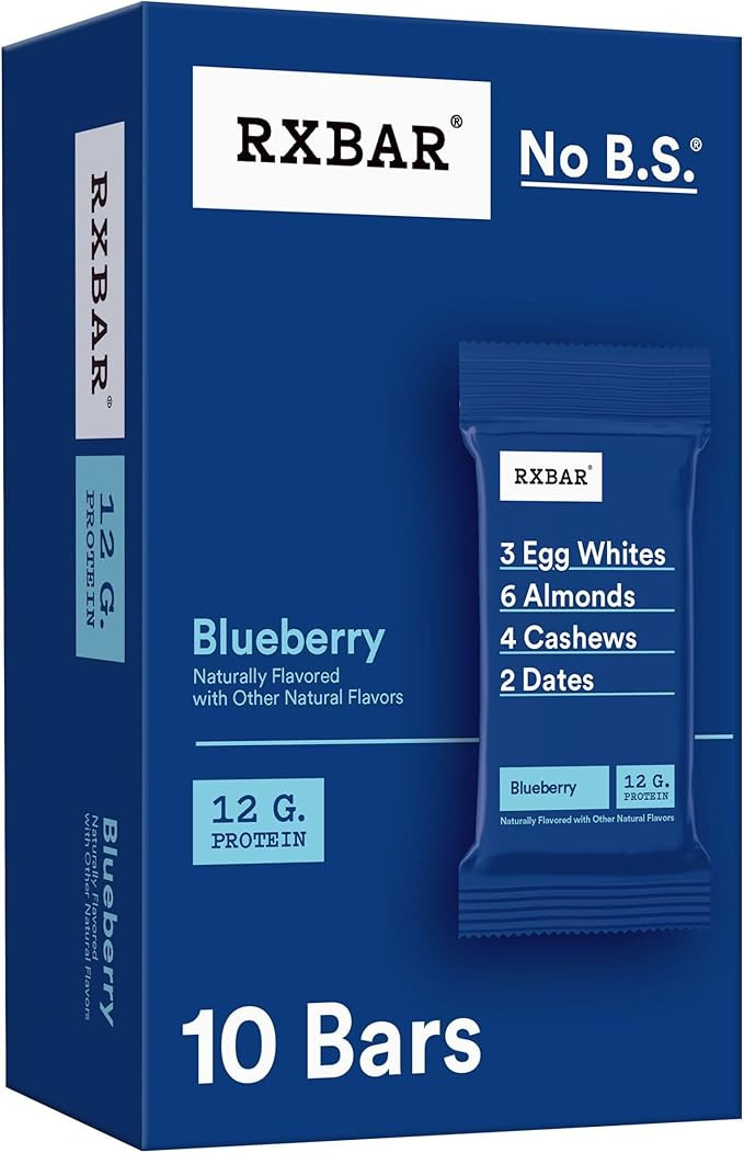 RXBAR Protein Bars, Protein Snack, Snack Bars, Blueberry, 18.3oz Box (10 Bars) | Amazon (US)