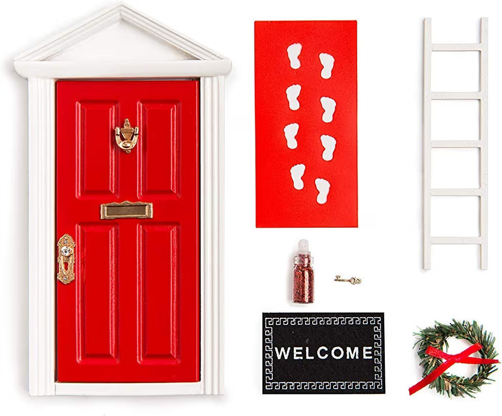 Christmas Elf Wooden Miniature Red Magical Elf Doo kit Elf Door for Wall Elf Decoration Ideas Elf... | Amazon (US)