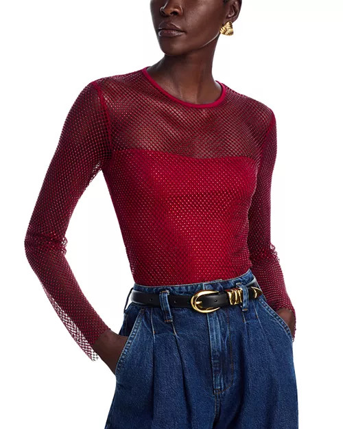 Crystal Mesh Long Sleeve Top - Exclusive | Bloomingdale's (US)