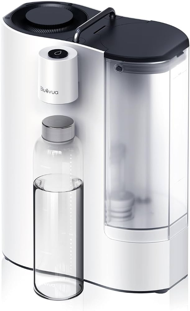 Bluevua RO100ROPOT-Travel Reverse Osmosis System Countertop Water Filter, Compact 6-Stage Filtration with UV, Includes Glass Bottle, Portable Water Purifier for Home & Travel, White | Amazon (US)