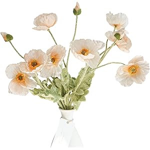 Kamang Artificial Poppy Silk Flowers (3 Stems) for Home Decor, Wedding Bouquet. Faux Poppy Flower Ce | Amazon (US)