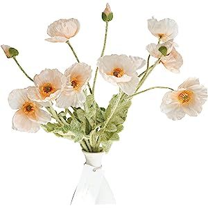 Kamang Artificial Poppy Silk Flowers (3 Stems) for Home Decor, Wedding Bouquet. Faux Poppy Flower Ce | Amazon (US)