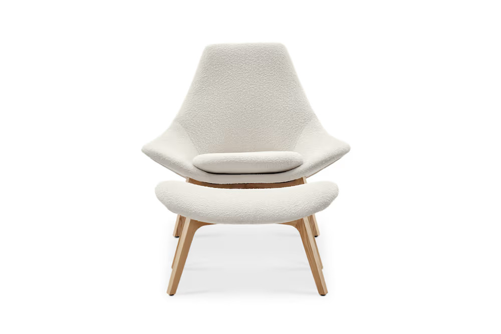Gable Bouclé High Armchair & Ottoman Set | Castlery | Castlery US
