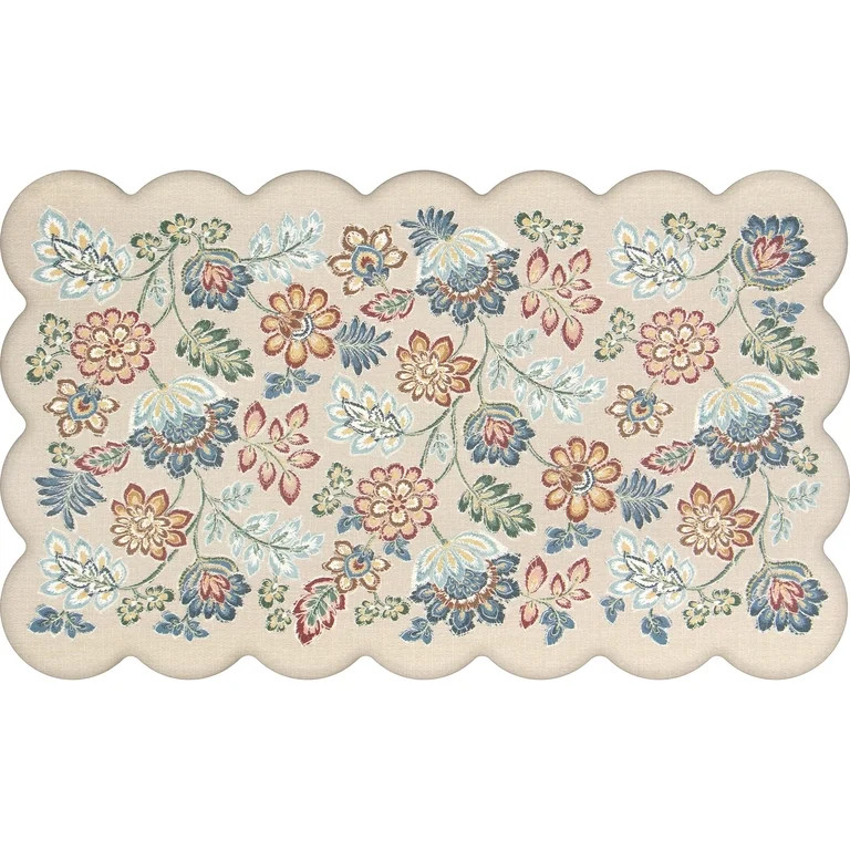Mainstays 18x30 Jacobean Scalloped Edge Anti-Fatigue Kitchen Mat | Walmart (US)