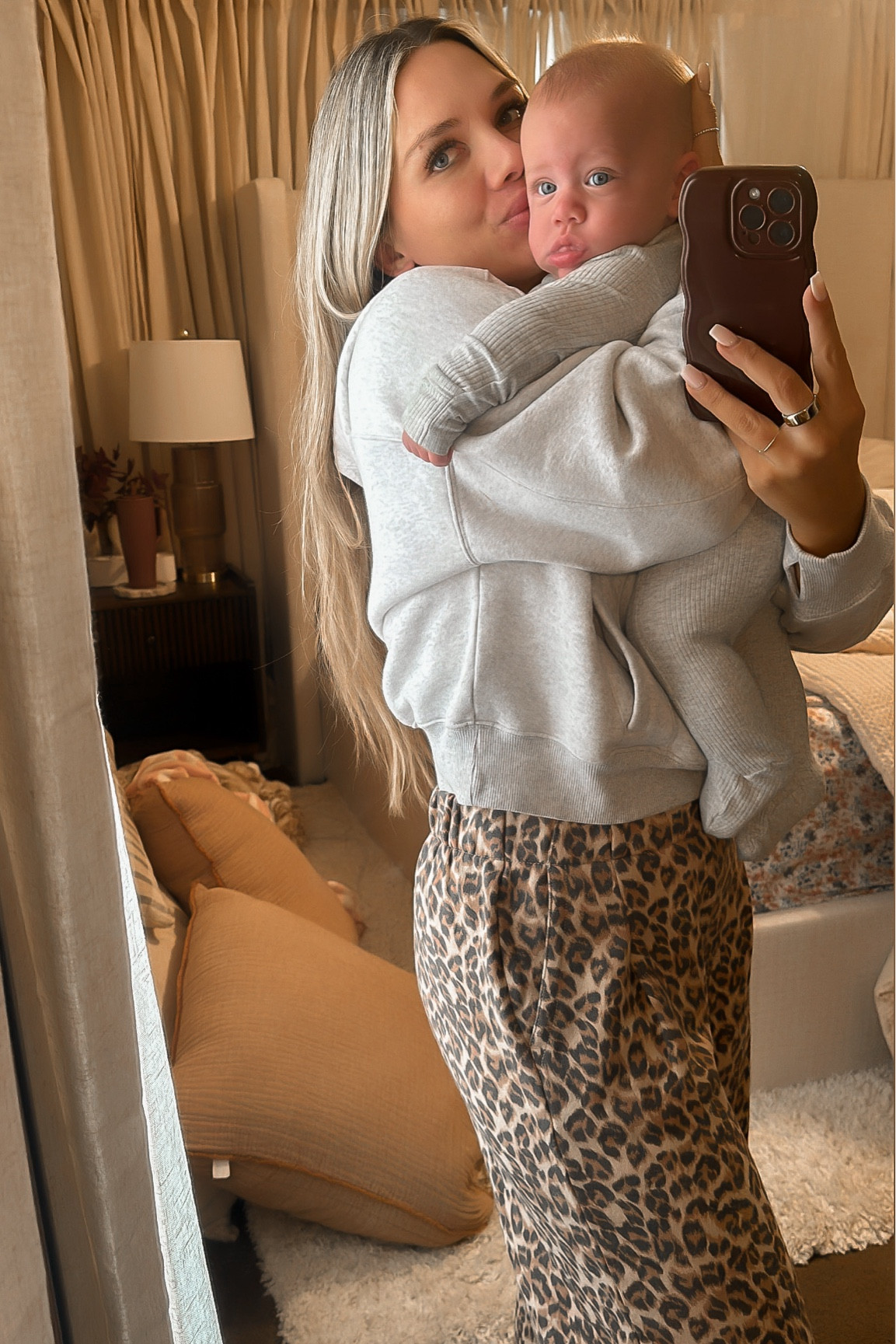 These leopard lounge pants from aerie are so comfortable & so cute. Wearing my true size small & linking Lakes ribbed zip onsie 

#LTKStyleTip #LTKBaby #LTKFindsUnder50