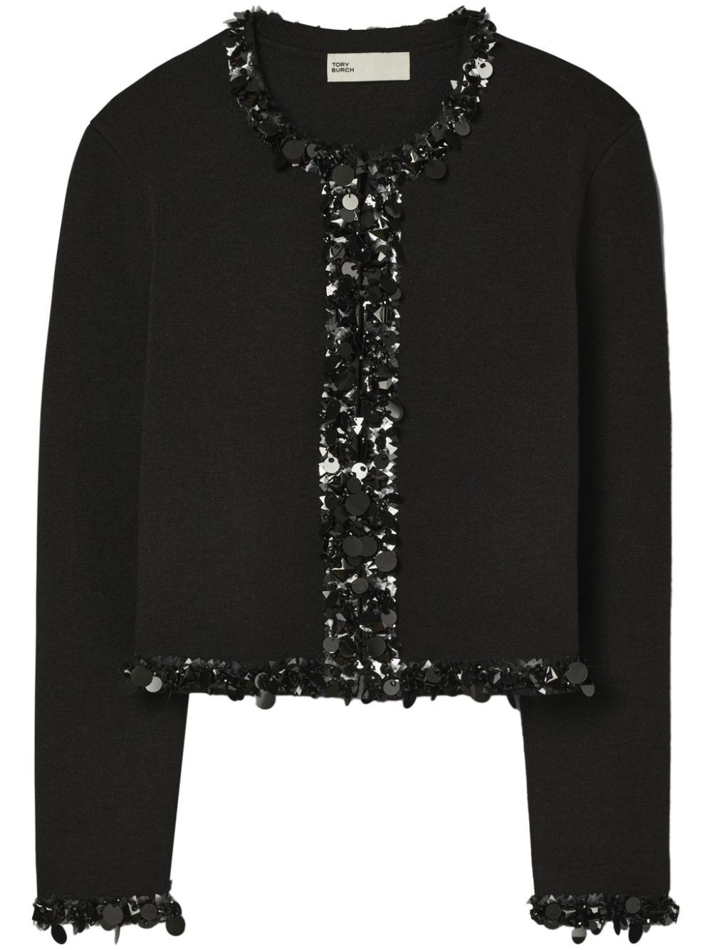 Tory Burch embellished cropped cardigan - Black | Farfetch Global