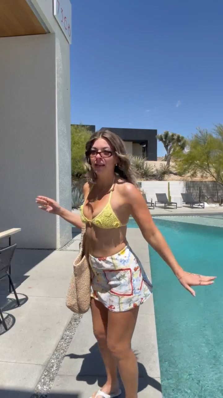 abercrombie skort styled with a yellow crochet bikini for pool side

i do a xs skort 
medium swim bottoms & small top

Vici code: emerson30
Revolve code: tulip

Resortwear
Destination wedding
Summer party
Spring event
Swimwear
Pool day
Coverup
Floral
Crochet

#LTKSwim #LTKTravel #LTKgrwm
