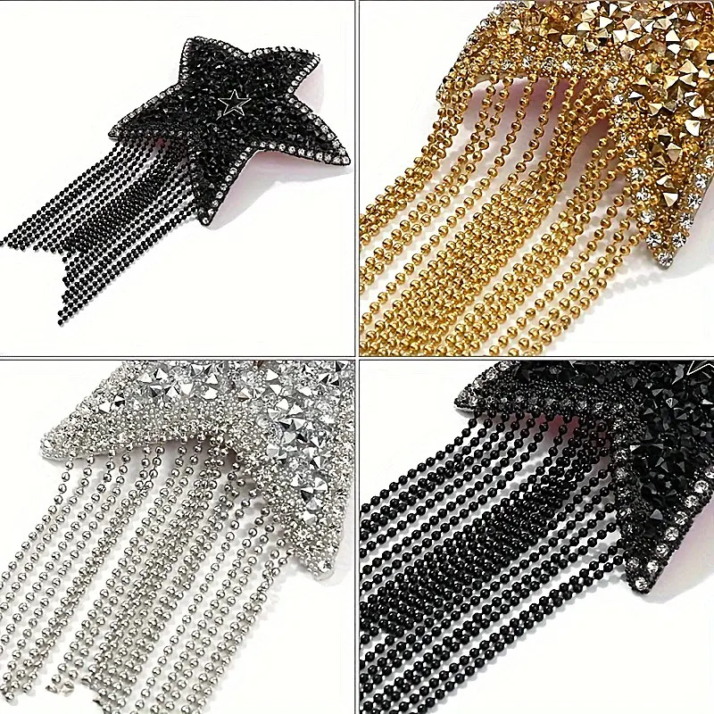 Rhinestone Star Shape Brooch Tassel Sparkling Patches - Temu | Temu Affiliate Program