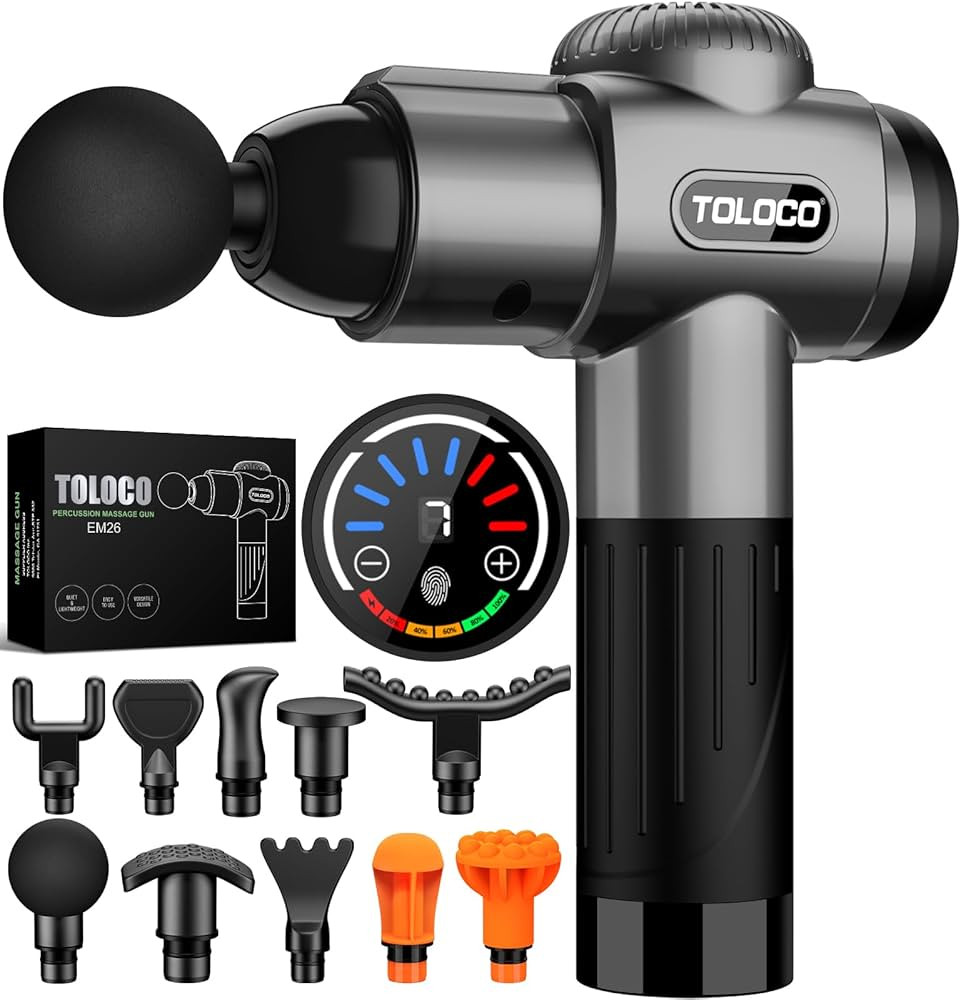 TOLOCO Massage Gun, Deep Tissue Back Massager for Athletes with 10 Massage Heads, Electric Muscle... | Amazon (US)
