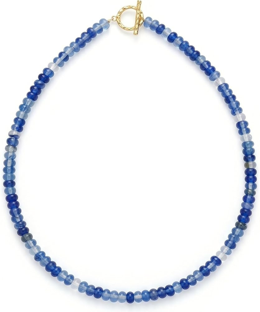 Zissunbeam Colorful Bead Gemstone Choker Necklace for Women, Handmade 4x6mm Rainbow Natural Birth... | Amazon (US)