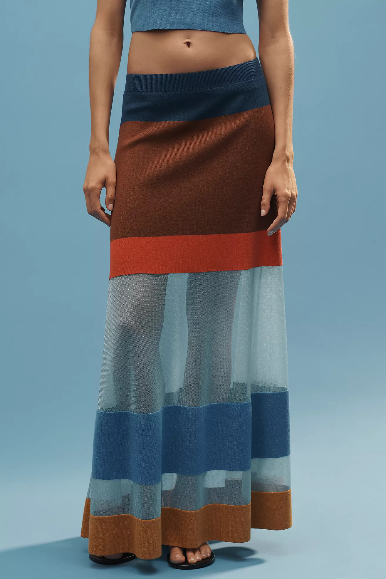 Maeve Striped Sheer Maxi Skirt | Anthropologie (US)