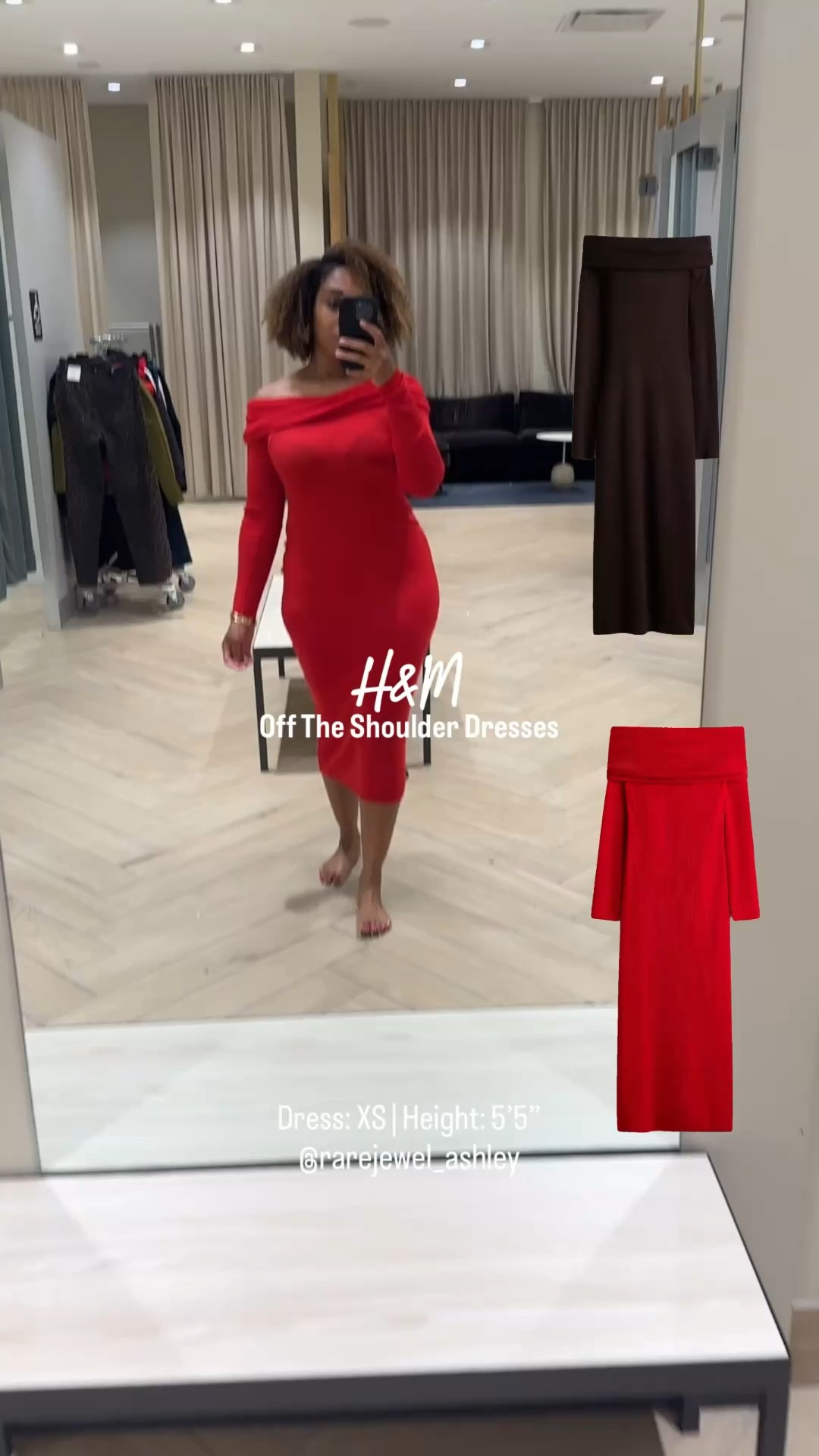 Ran across this cute off-the shoulder dress from @H&M 💃🏽

Size reference: 
Dress: XS
Height: 5’5”
I suggest sizing down since there’s good stretch. 

#tryon #offshoulder #dress #dresses #reddress #red #browndress #brown #fallstyle #falloutfit #casualoutfit #styleinspo #datenight #brunchoutfits #holiday #gifting #giftsforher #giftideas #ootd #lotd #trending

#LTKHoliday #LTKStyleTip #LTKGiftGuide