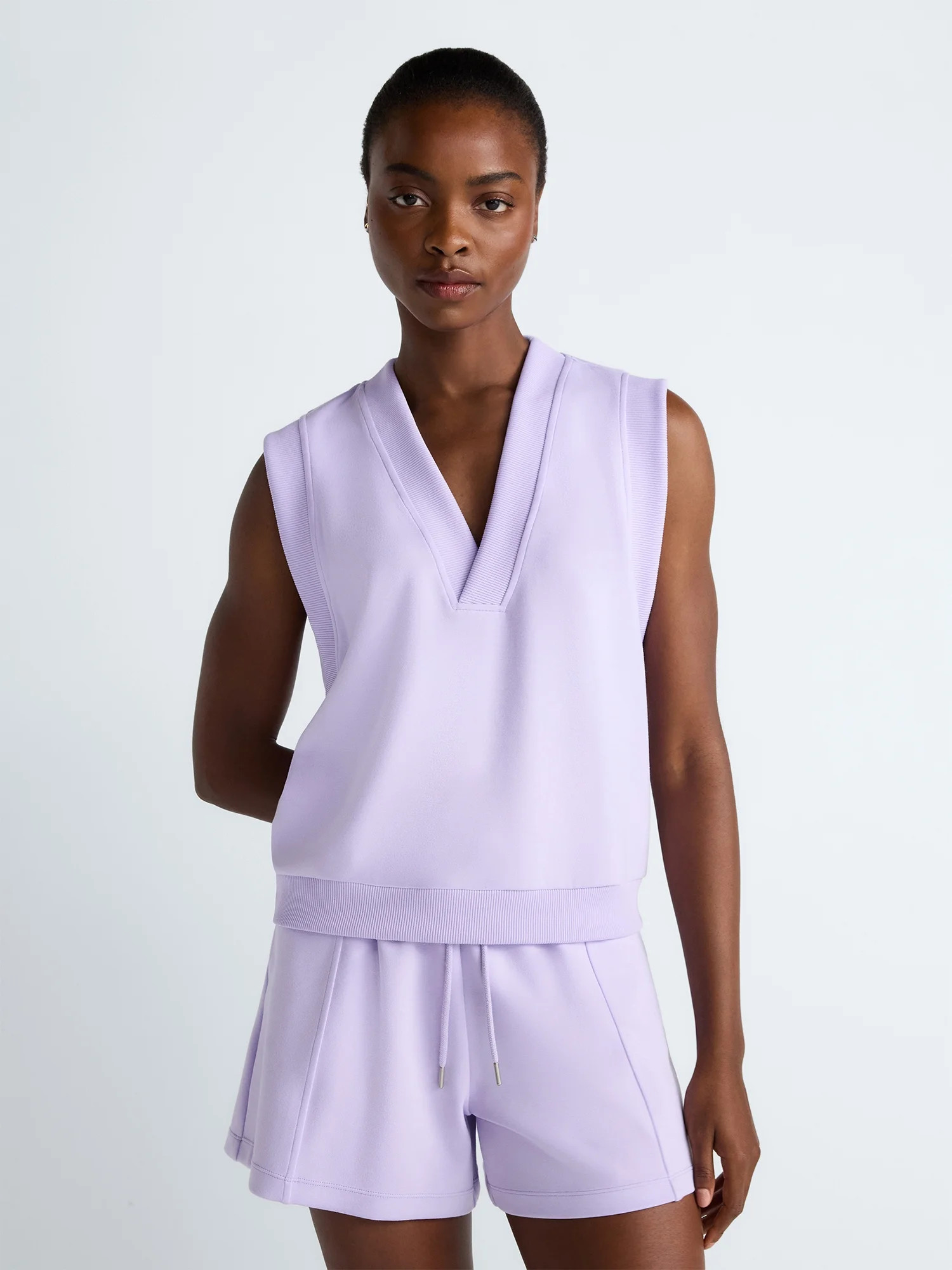 Scoop Women's Scubaknit Sleeveless Deep V-Neck Top, Sizes XS-XXL - Walmart.com | Walmart (US)