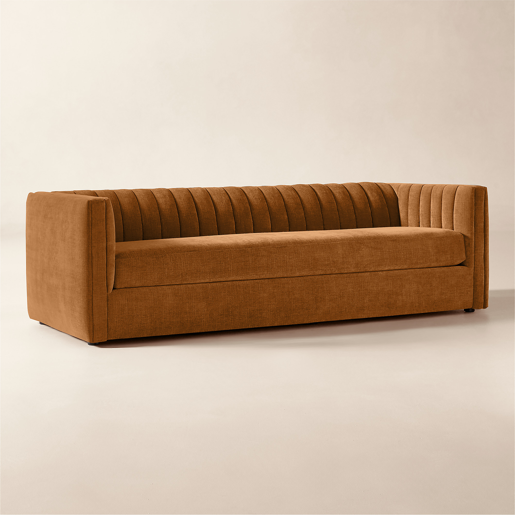 Ivy 94" Spice Brown Performance Chenille Tufted Sofa | CB2 | CB2