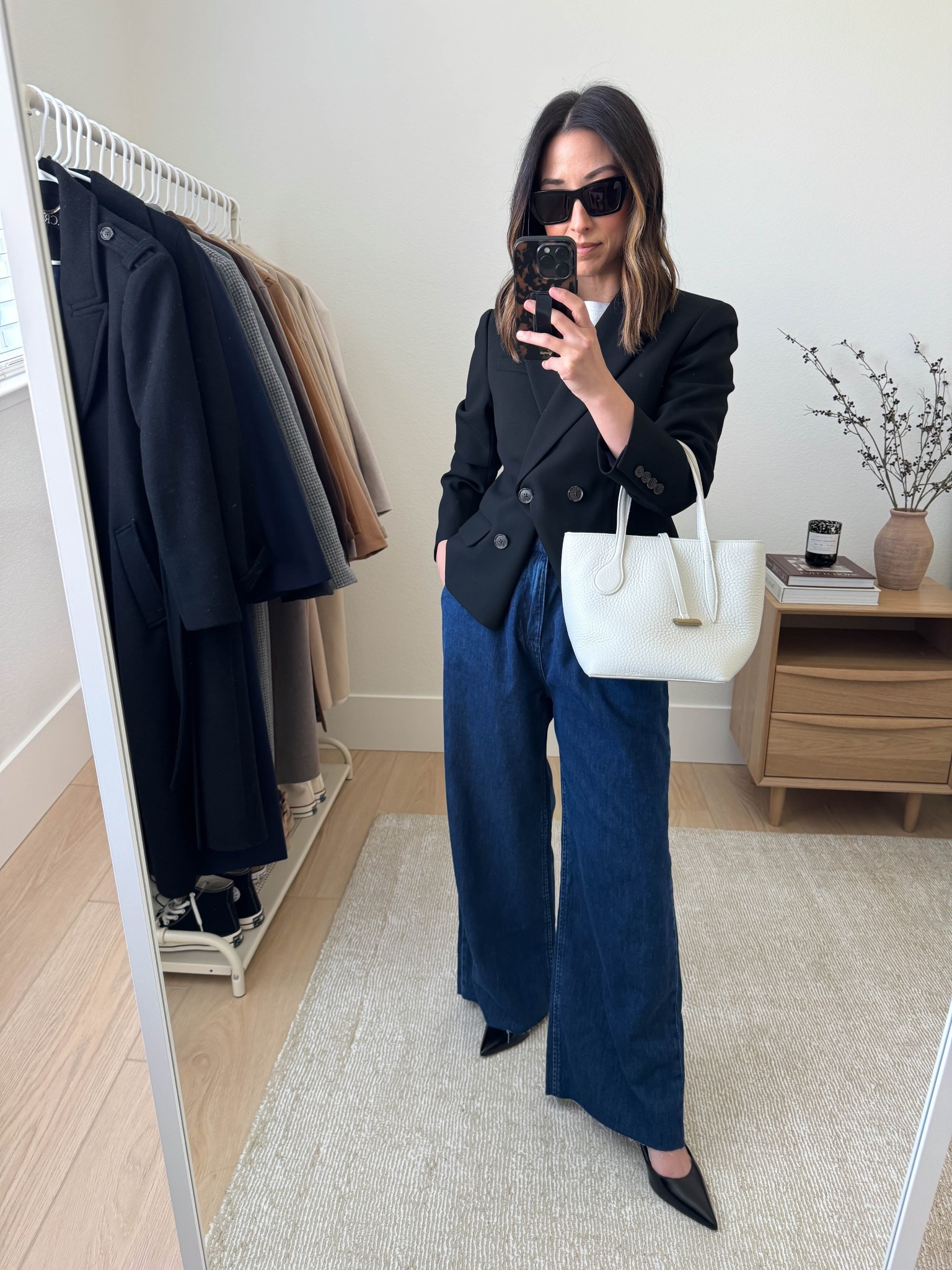 How to style a cropped blazer. Cropped blazers on petites.  My blazer is old J.Crew, but linked a few similar. 

J.Crew blazer petite 4
Gap jeans regular 0. Cut hems
Everlane slingbacks 5
Liffner bag (old)
YSL Sunglasses

#LTKPetite #LTKShoeCrush #LTKItBag