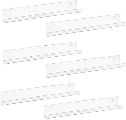 Fasmov 6 Pack 15 Inch Acrylic Floating Bookshelf, Invisible Wall Bookshelves for Kids Room, Livin... | Amazon (US)