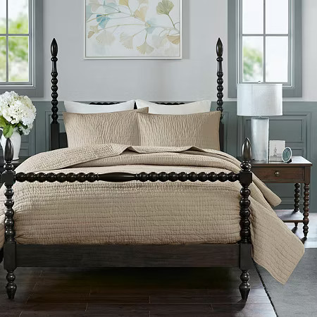 Madison Park Signature Serene 3-pc. Solid Quilt Set, One Size, Beige | JCPenney