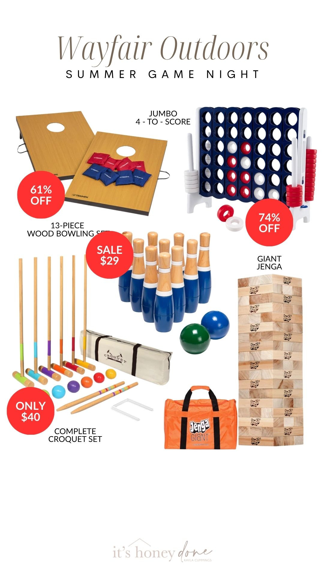 @Wayfair is having a huge sale right now, it’s the perfect time to stock up on everything to make your backyard fun for the summer. Perfect games for hosting!