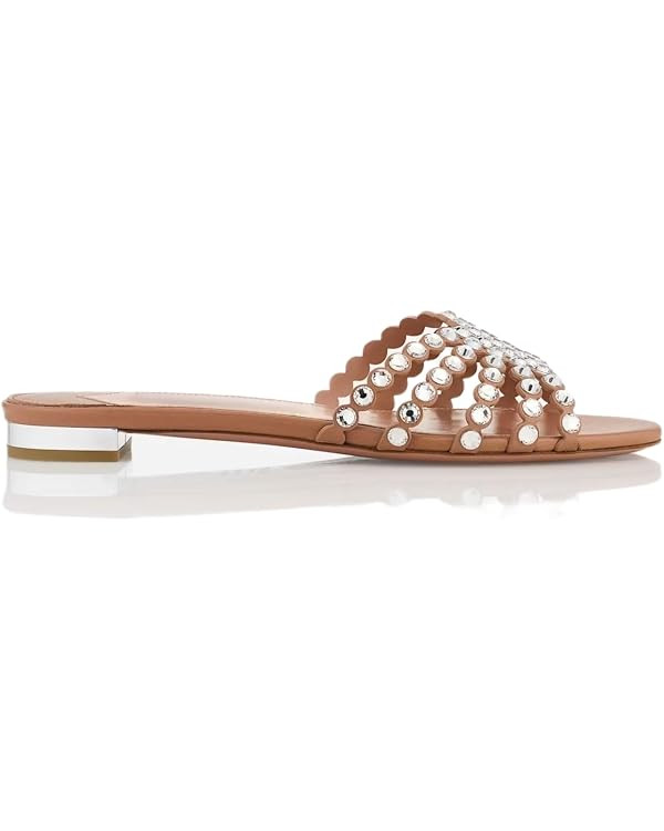 Women's Beaded Flat Slide Sandals Open Toe Slip On Summer Dress Sandals | Colorful Beaded Flat Sa... | Amazon (US)