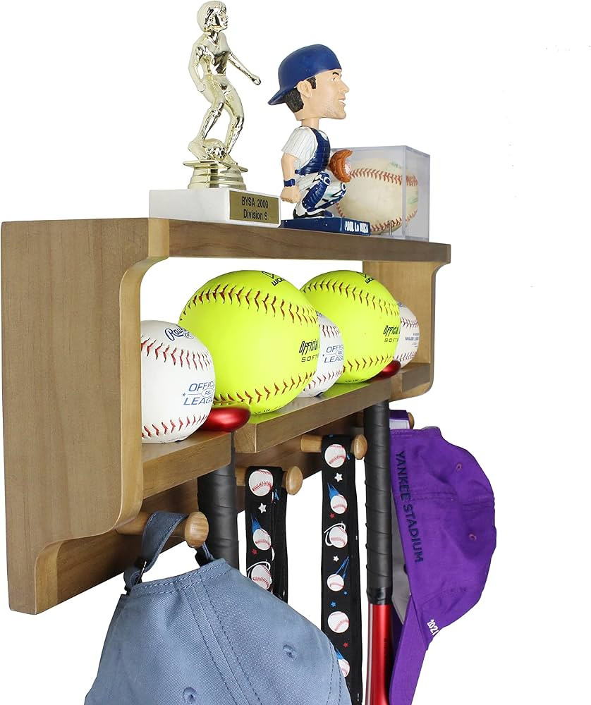 MedalAwardsRack Premier Baseball and Softball All in 1 Trophy Shelf Display- Baseball Bat Holder ... | Amazon (US)