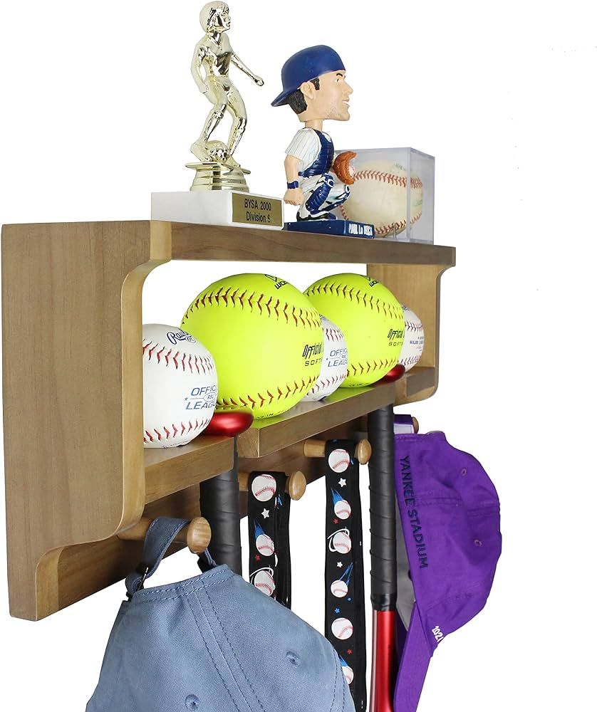 MedalAwardsRack Premier Baseball and Softball All in 1 Trophy Shelf Display- Baseball Bat Holder ... | Amazon (US)