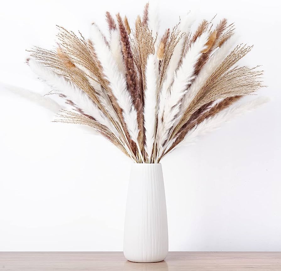 100PCS Natural Dried Pampas Grass Bouquet, Dried Flowers for Boho Home Decor, Wedding, Baby Showe... | Amazon (US)